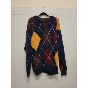 Embassy Row Sweater Mens XL Argyle Cotton Blend Pullover Knitwear Top